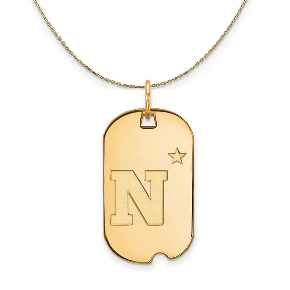 14k Yellow Gold U.S. Navy Dog Tag Logo Necklace - 16 Inch - Picture 1 of 7